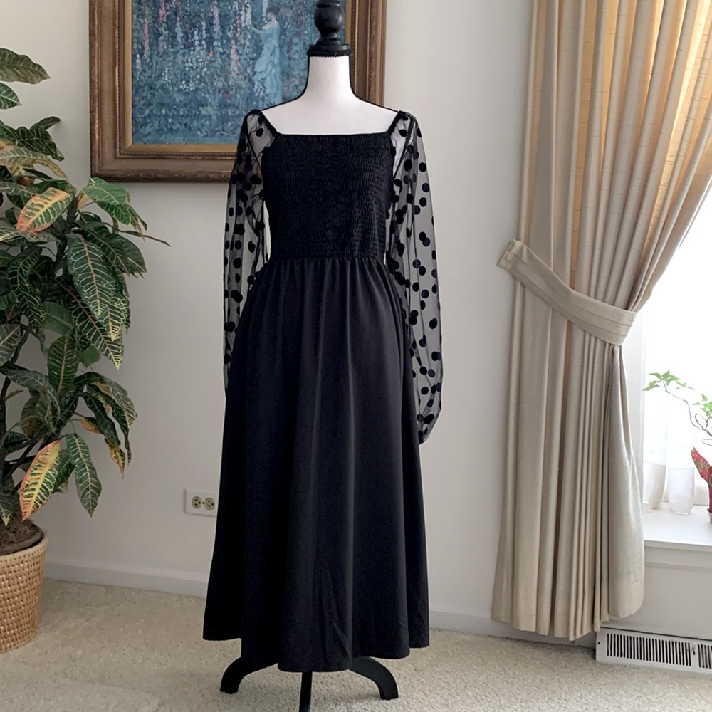 Boho Black Dress With Sleeve Flare! Never Worn!